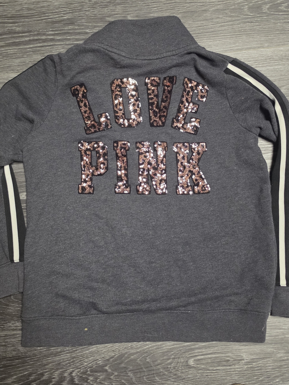 Victoria's Secret PINK Sequin 'LOVE PINK' Gray Jacket